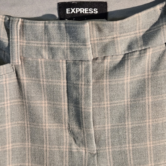 Express Columnist Gray Plaid Barely Boot Pants Size 4R MidRise Stretch 4 Pockets - Picture 3 of 16